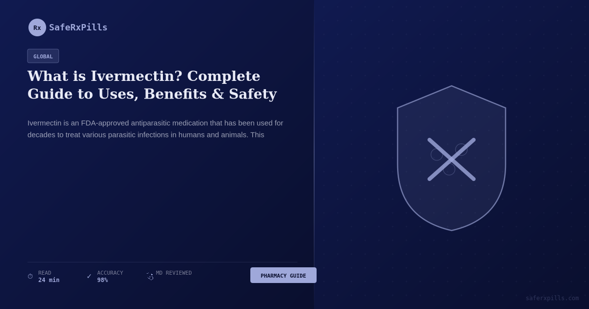 Ivermectin medication guide showing uses, benefits, dosage, and safety information for pharmacy education